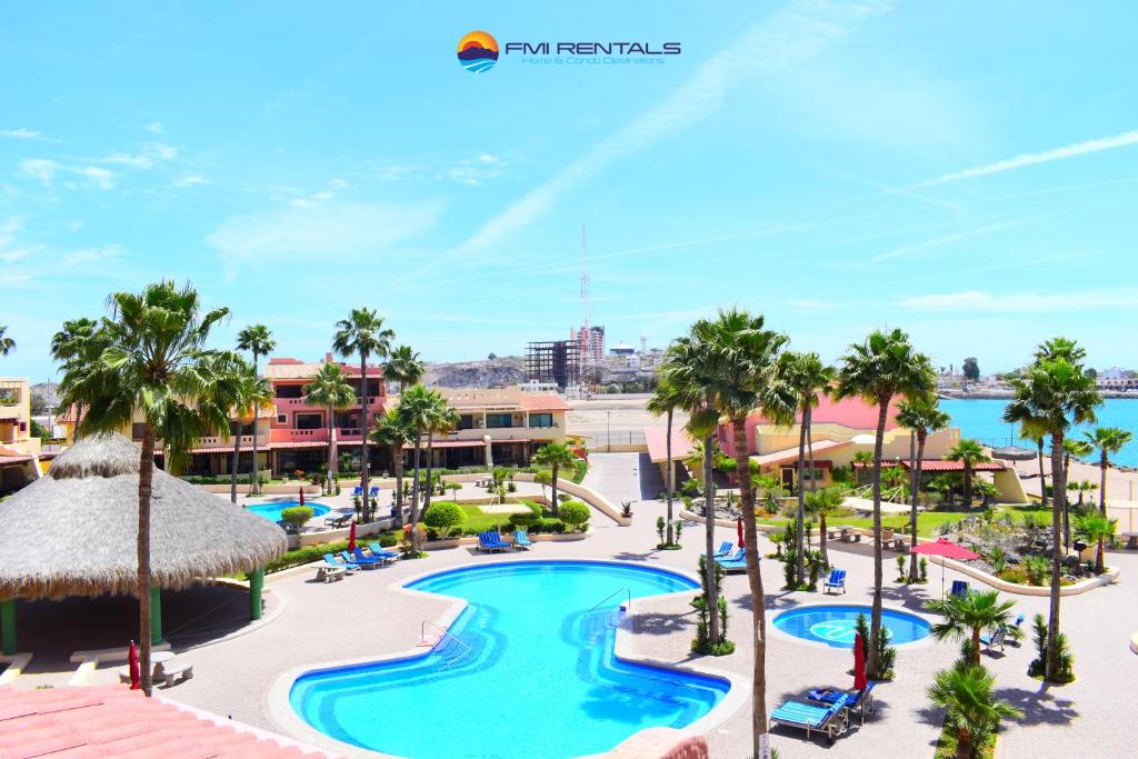 an aerial view of the pool at the resort at Marina Pinacate B-308 in Puerto Peñasco