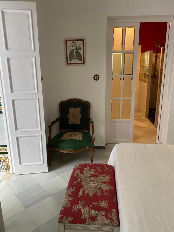 Łóżko lub łóżka w pokoju w obiekcie Lujosa suite privada en casa del S XIX
