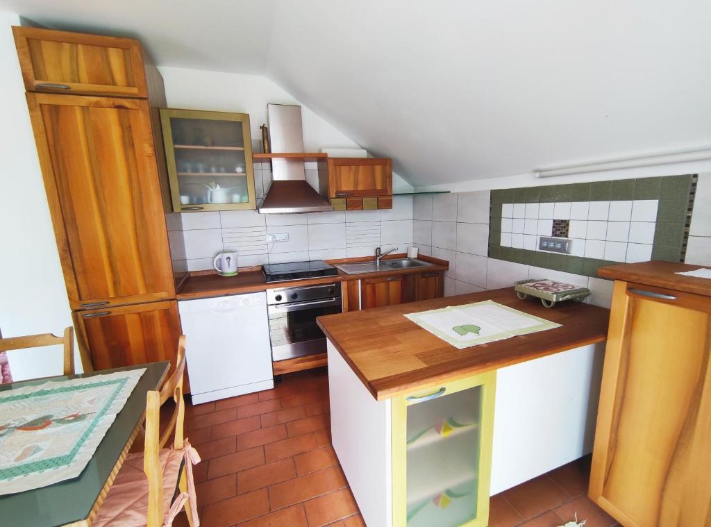 Kuchyň nebo kuchyňský kout v ubytování Apartments Leni