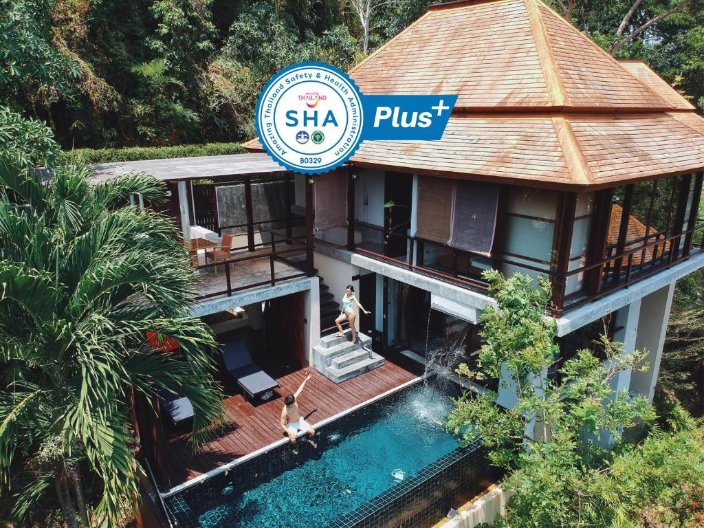 an aerial view of a villa with a swimming pool at Villa Zolitude Resort & Spa - SHA Extra Plus in Chalong