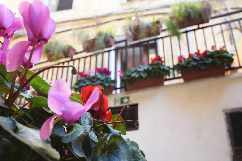 Un mazzo di fiori seduti su un balcone di Scalia House appartamento via Atenea Agrigento a Agrigento