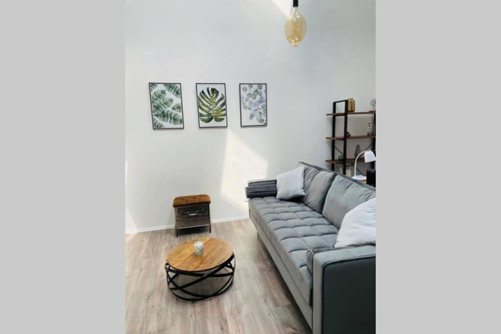 a living room with a couch and a table at Ganze Wohnung - schönes und helles Loft in Kreuzau in Kreuzau