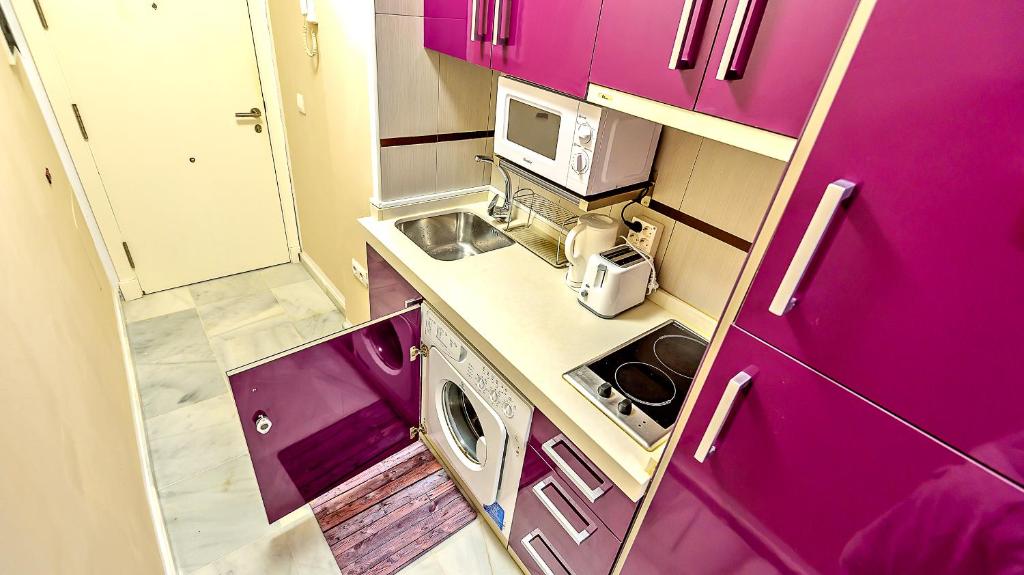 Kuchyň nebo kuchyňský kout v ubytování Palacios Deluxe Apartment with Elevator