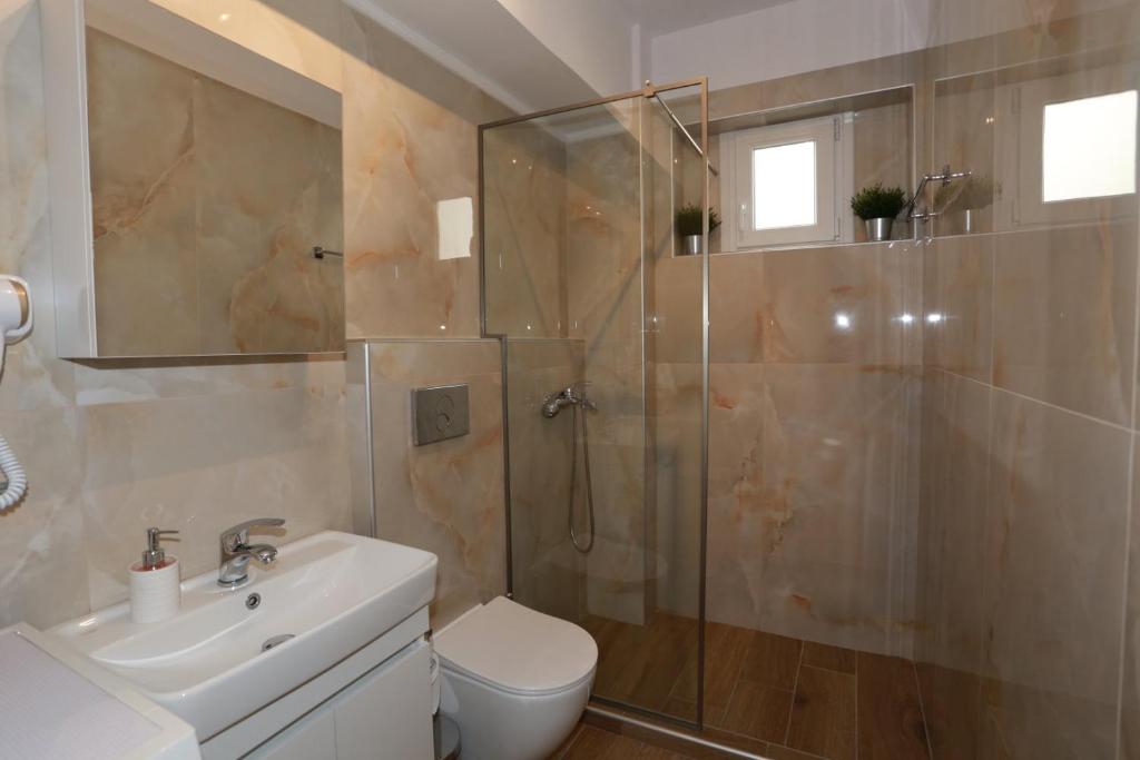 Koupelna v ubytování Bianca Suites
