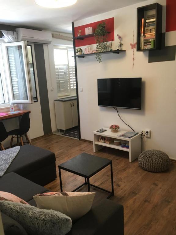 Televízia a/alebo spoločenská miestnosť v ubytovaní Apartment Panarea