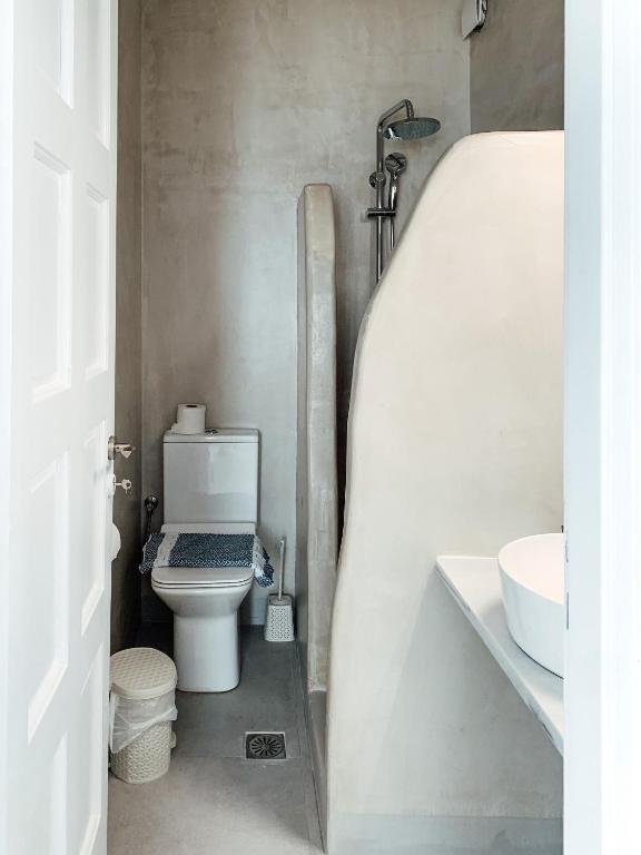 a bathroom with a toilet and a sink at Fabrica Sunset Apartments in Megali Ammos