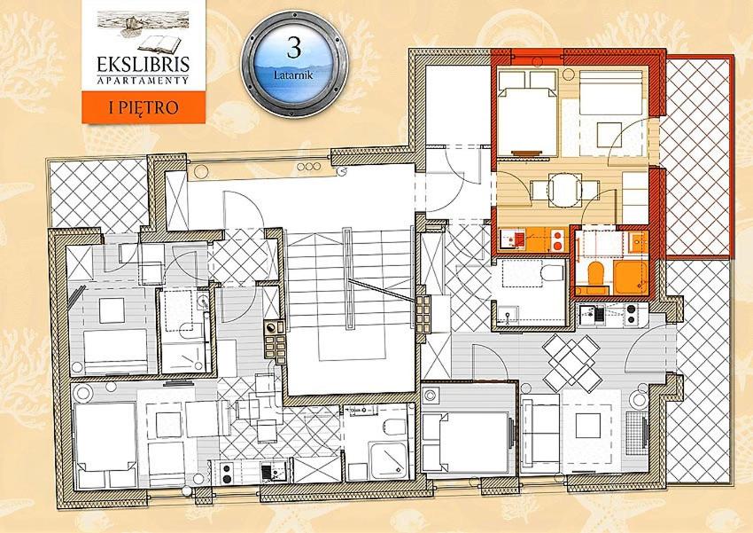 Plán poschodí v ubytovaní Apartamenty Ekslibris