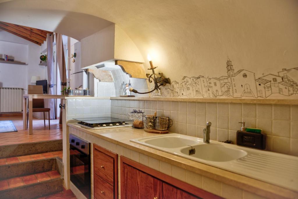 kuchnia ze zlewem i blatem w obiekcie Al Corso - Casa Vacanze w mieście Campagnano di Roma