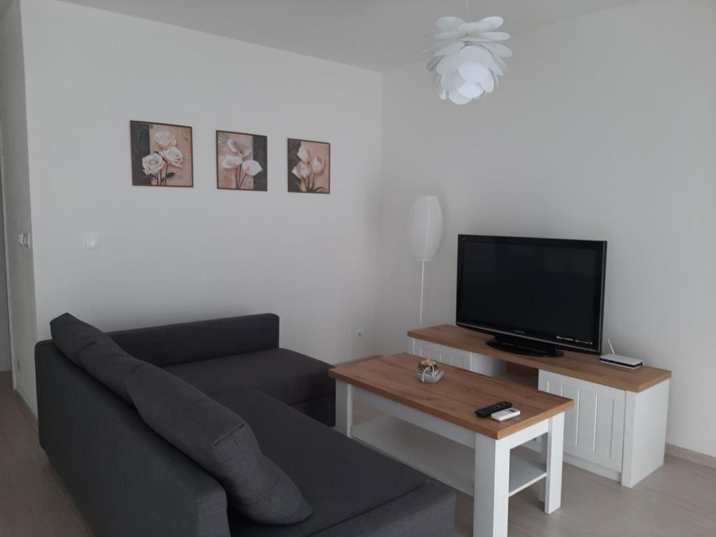 Televízia a/alebo spoločenská miestnosť v ubytovaní Apartmán Pri Jazere - Slnečné jazerá JUH