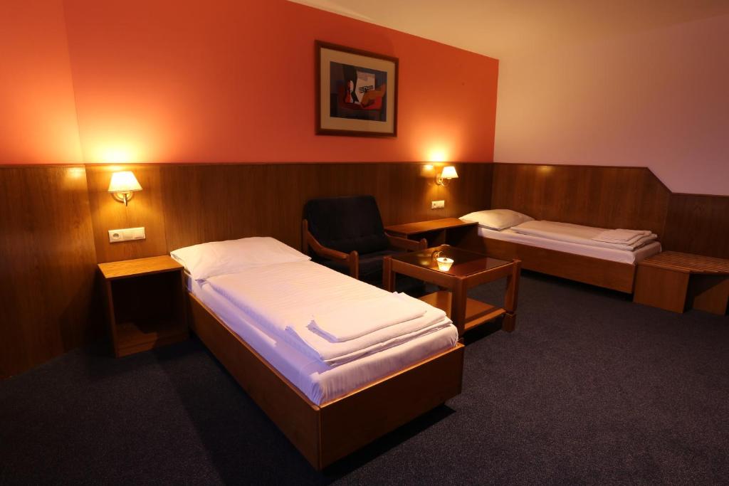 Postel nebo postele na pokoji v ubytování Hotel Hajčman