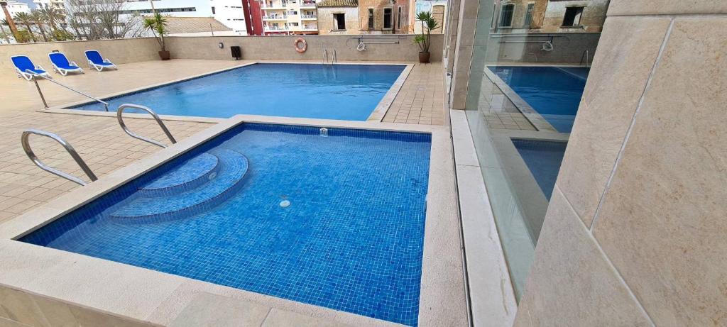 an overhead view of a swimming pool on a building at LAGOS APARTMENT in Lagos