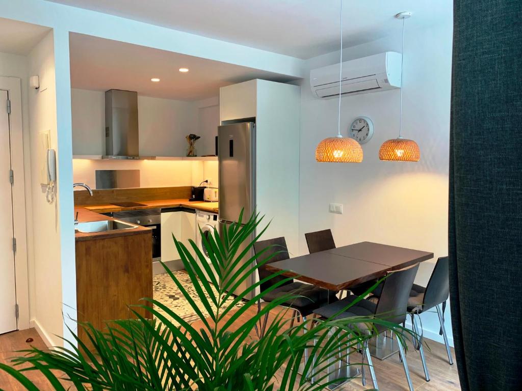 Kuchyň nebo kuchyňský kout v ubytování Apartaments Voralmar