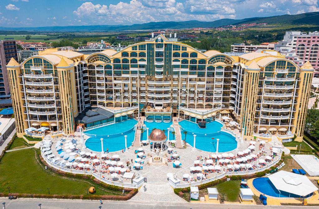 an aerial view of a resort with a large pool at Imperial Palace Hotel in Sunny Beach