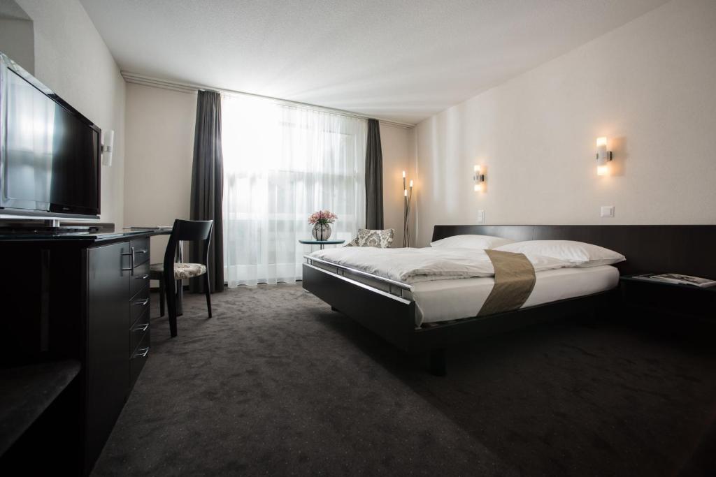 TV a/nebo společenská místnost v ubytování Grand Hôtel Les Endroits