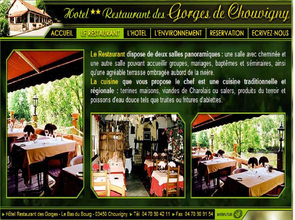 Restaurace v ubytování Hotel Restaurant Les Gorges de Chouvigny