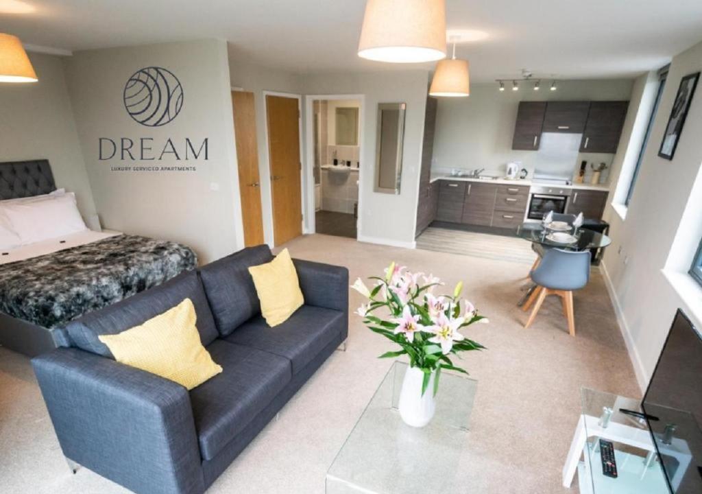 a living room filled with furniture and a couch at Dream Luxury Serviced Apartments Manchester in Manchester