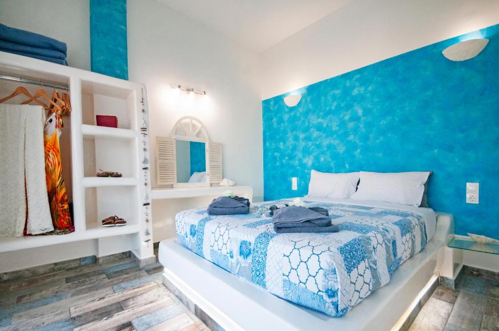 Postel nebo postele na pokoji v ubytování Blue Dream - Santorini