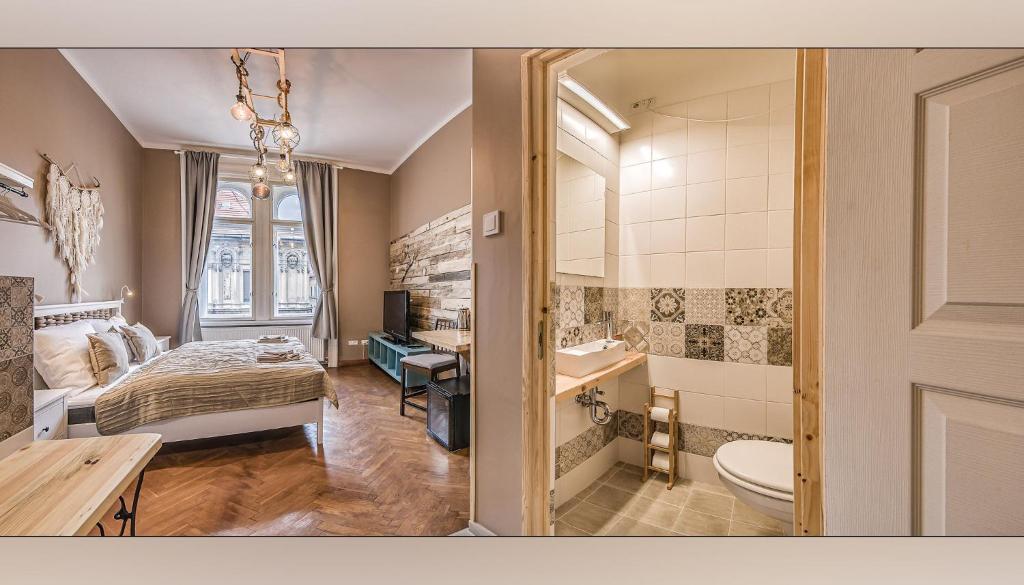 Koupelna v ubytování Boutique Suites Ráday