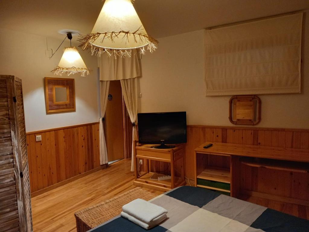 TV a/nebo společenská místnost v ubytování Apartamento dúplex acogedor con piscina en Rialp