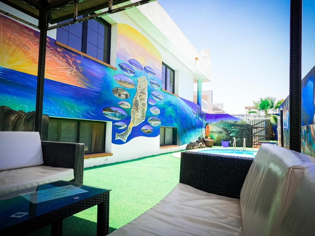 A seating area at Surf Riders Fuerteventura