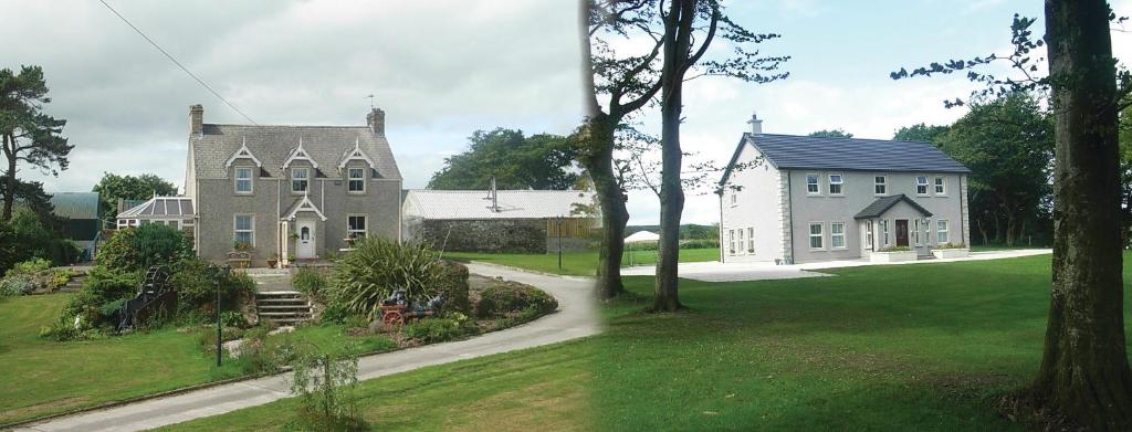 una vista aérea de una casa grande y un camino de entrada en Groarty House/Manor en Derry