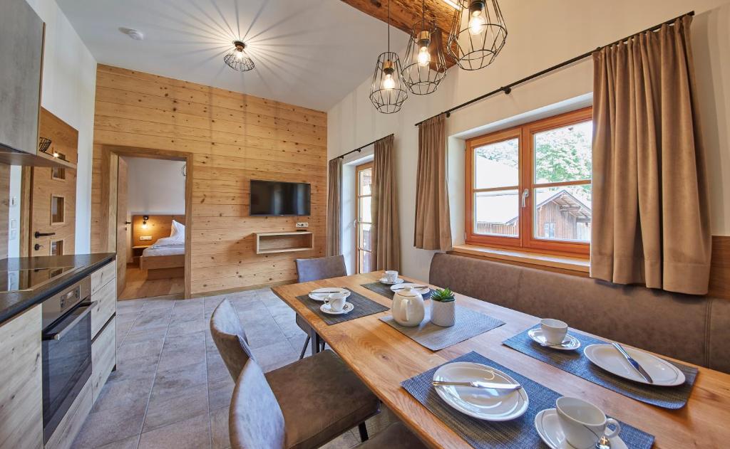 Kuchyň nebo kuchyňský kout v ubytování Feriengut Streitberg Appartements