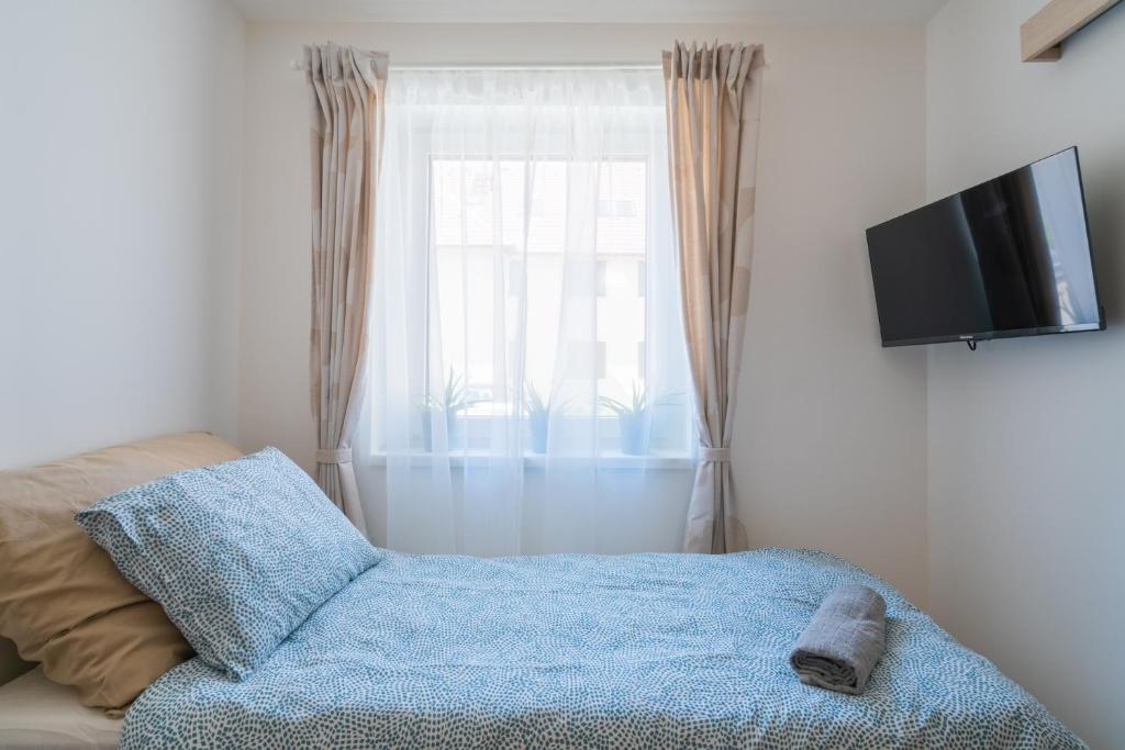 Posteľ alebo postele v izbe v ubytovaní Captain’s Home Kenese Apartman
