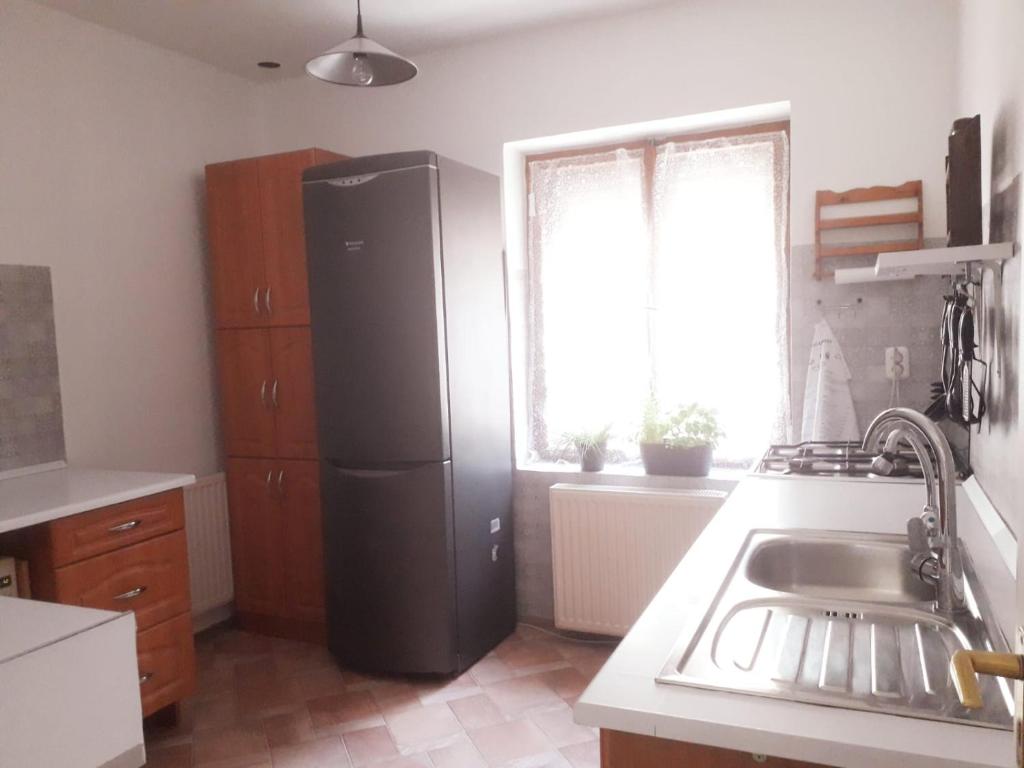Kuchyň nebo kuchyňský kout v ubytování Rozmaring Apartman Zánka