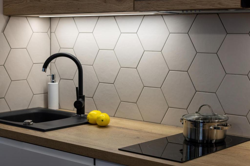 Kuchyňa alebo kuchynka v ubytovaní Apartamenty Zielona 11 by Noclegi Renters