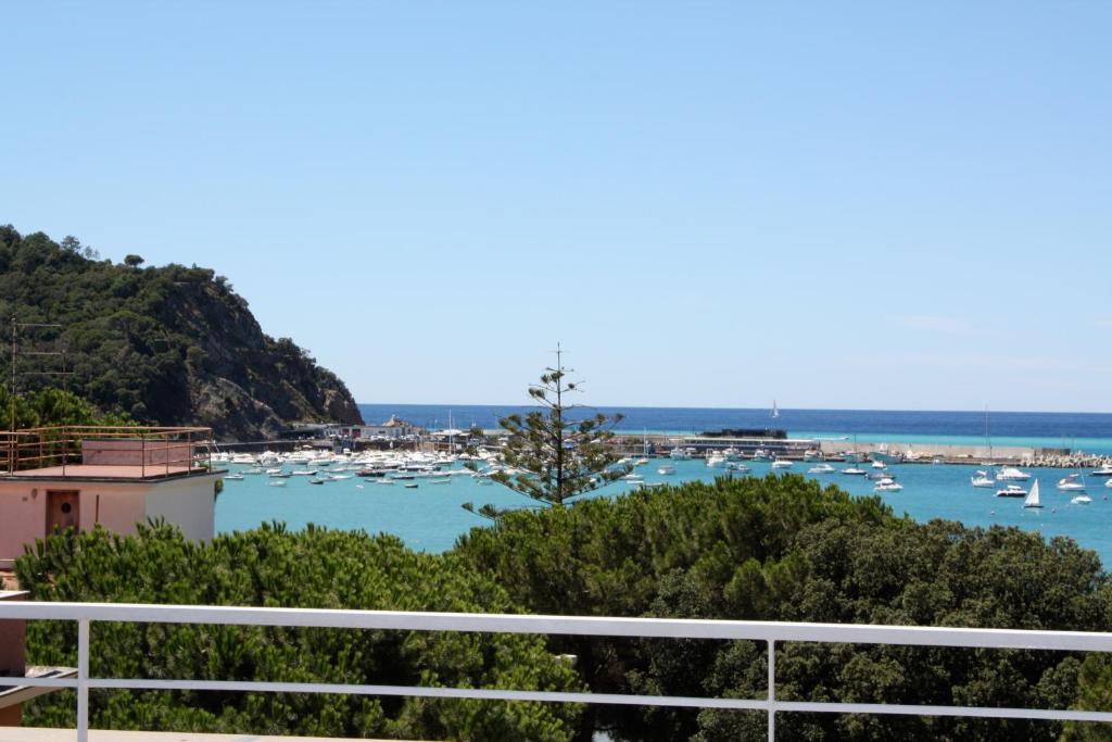 vistas a un puerto con barcos en el agua en Hotel Genova, en Sestri Levante