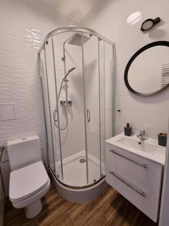 Kúpeľňa v ubytovaní Apartamenty Katowice Stawowa 5