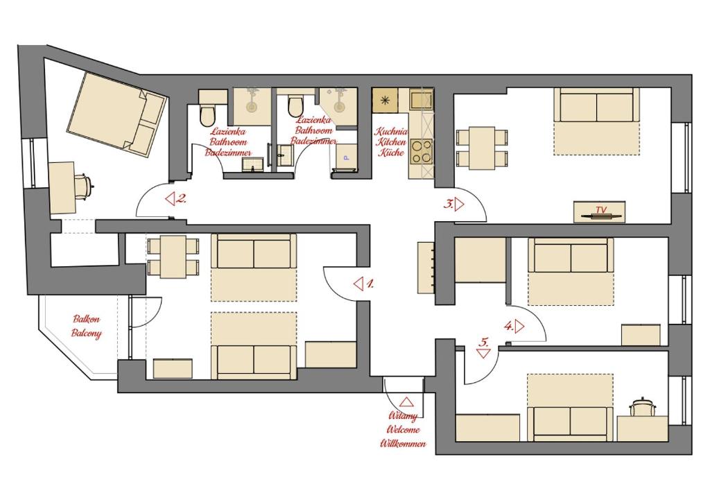 Plán poschodí v ubytovaní Apartament - U Wujka