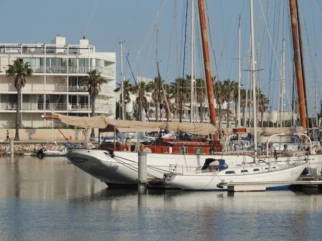 two boats docked in the water in a marina at Marina-M in Lagos