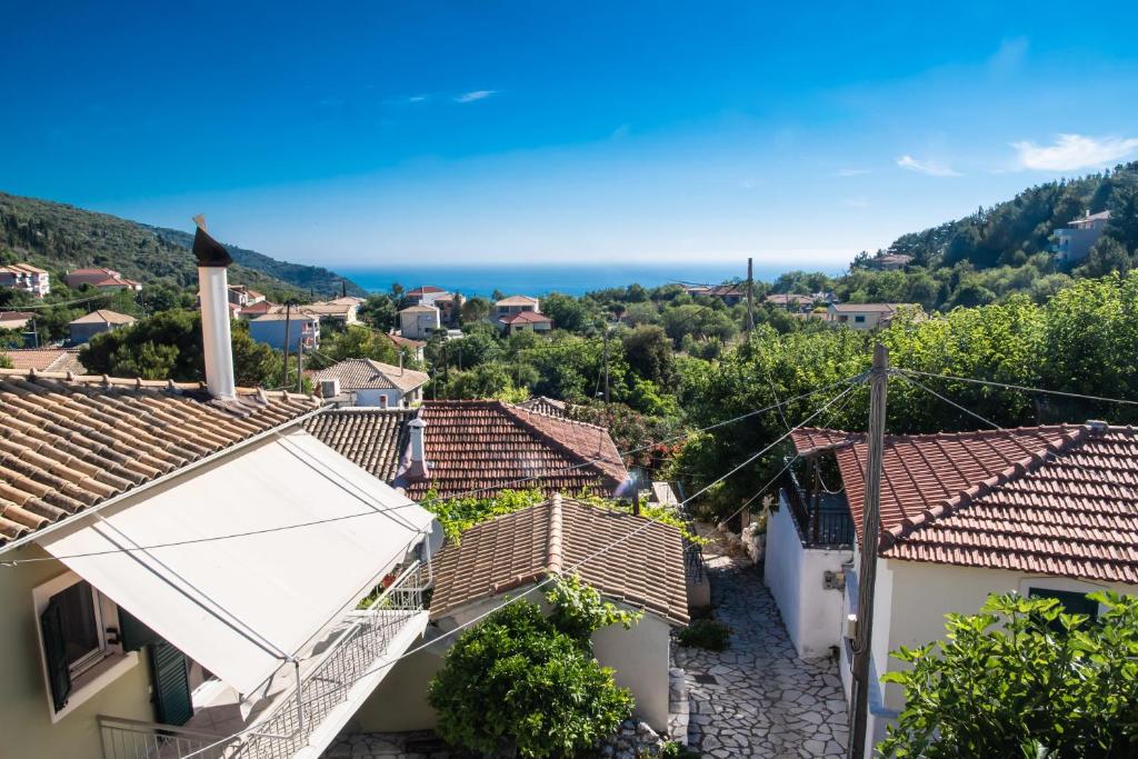 a view of the village from the roof of a house at Lefkada Sunset House in Kalamitsi