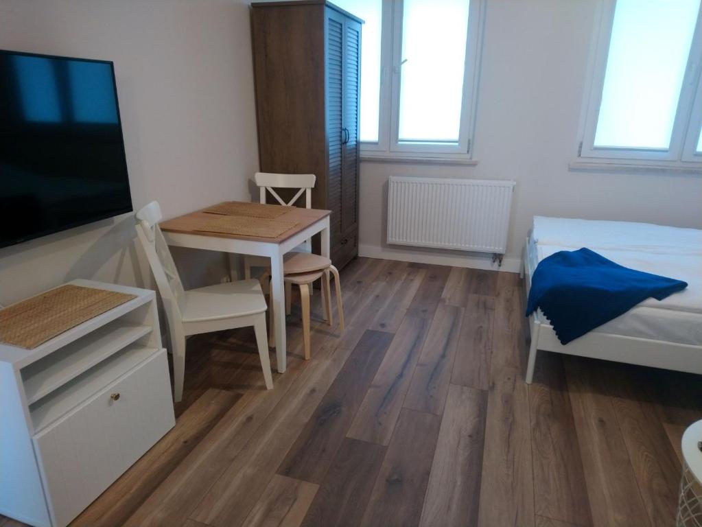 Televízia a/alebo spoločenská miestnosť v ubytovaní Nowe Apartamenty na Gryfa
