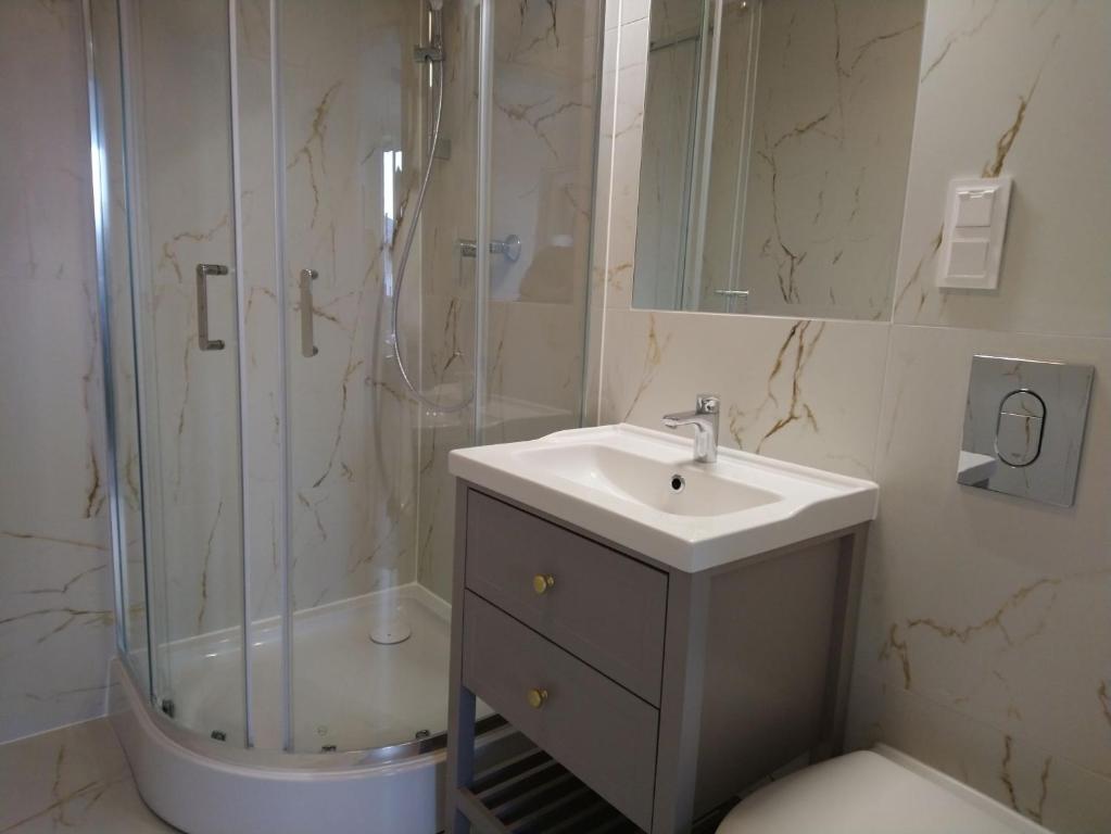 Kúpeľňa v ubytovaní Nowe Apartamenty na Gryfa