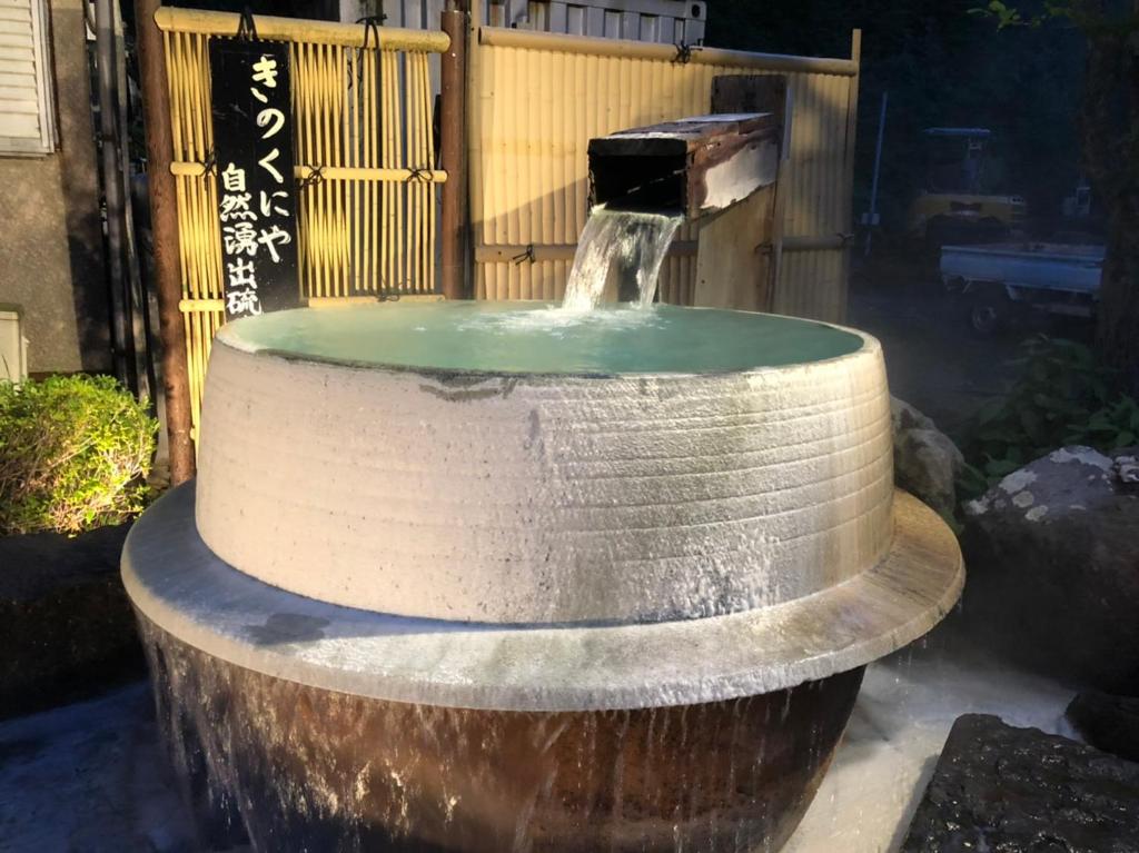a water fountain in the middle of a yard at Kinokuniya Ryokan in Hakone