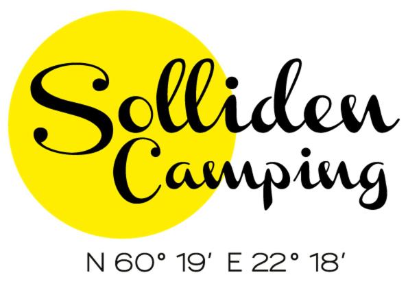 a yellow circle with the words saliva canning written in black at Solliden Camping in Norrby
