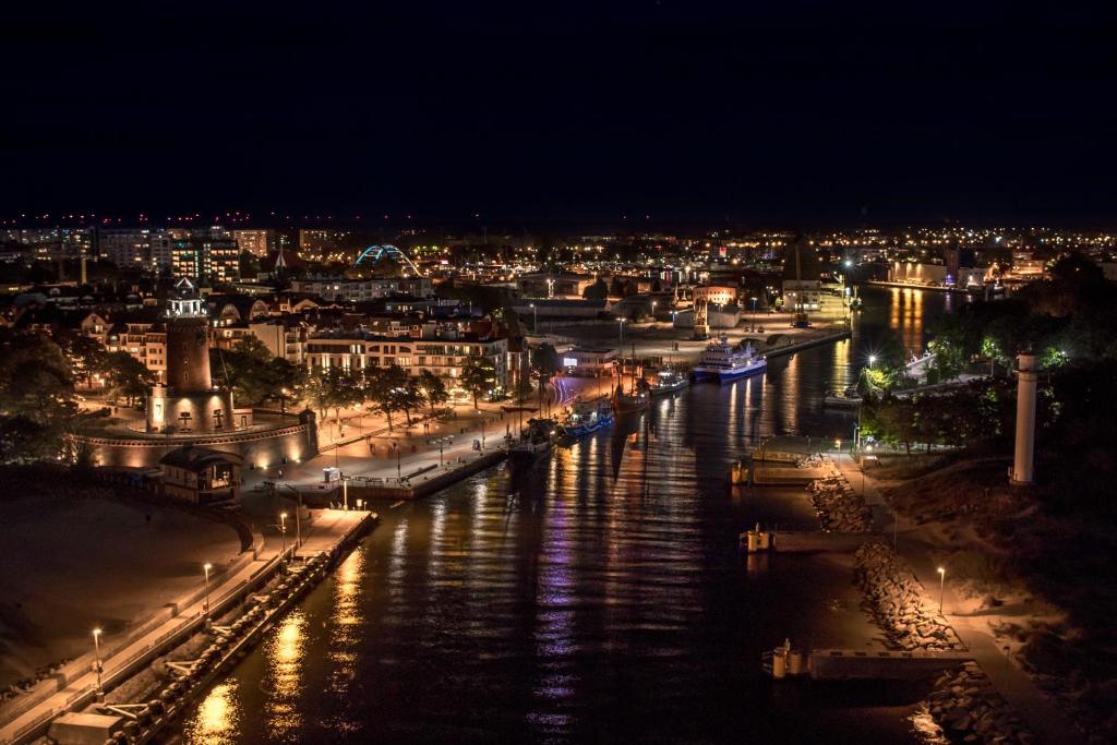 Výhľad na mesto Kołobrzeg alebo výhľad na mesto priamo z apartmánového hotela
