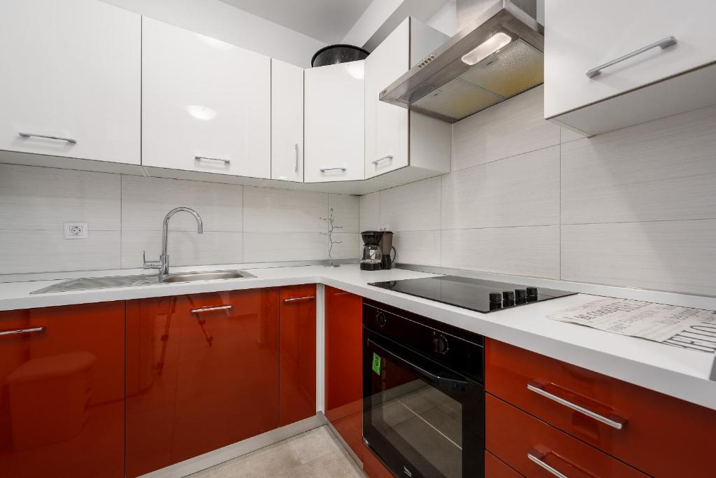 Kuchyň nebo kuchyňský kout v ubytování Apartment Monika with private pool in Porec