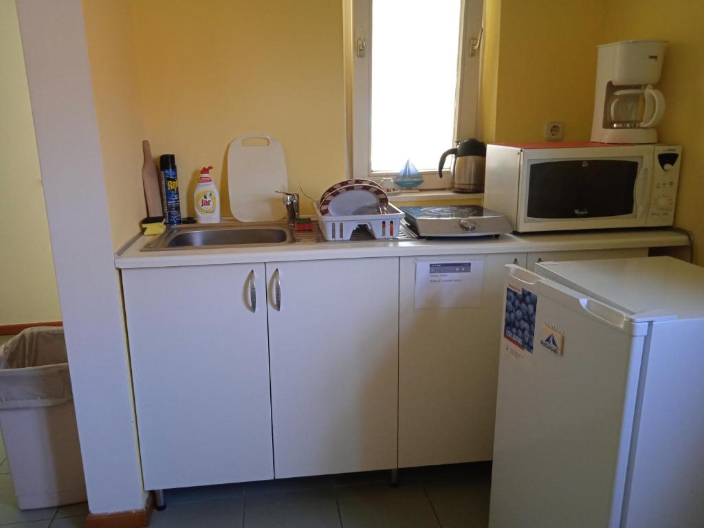 Kuchyň nebo kuchyňský kout v ubytování Széplak apartman
