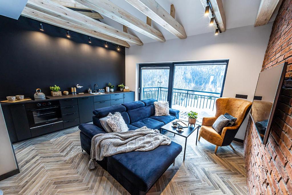 Χώρος καθιστικού στο Beskid Apartment 15 z widokiem na Skrzyczne, Sauna, Jacuzzi