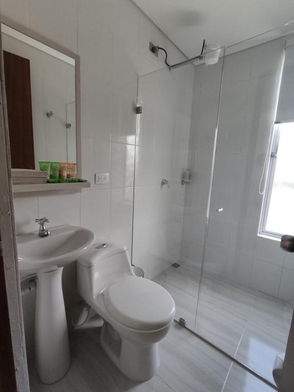 Koupelna v ubytování Hotel Aguas Abiertas