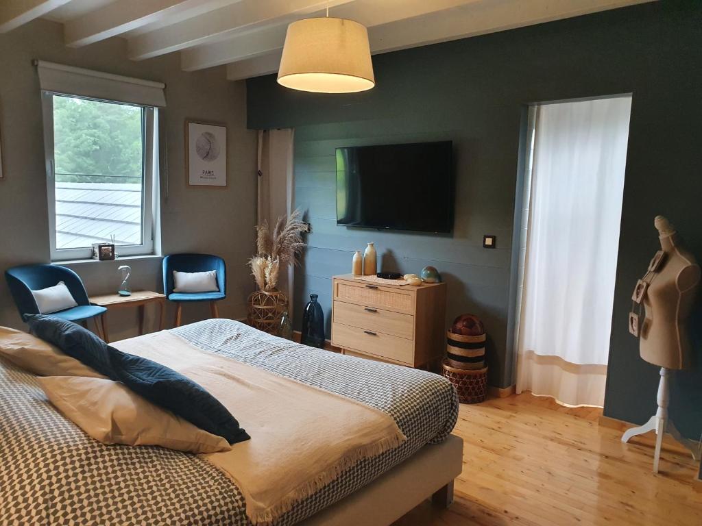 TV a/nebo společenská místnost v ubytování B&B Maison Pierreuse