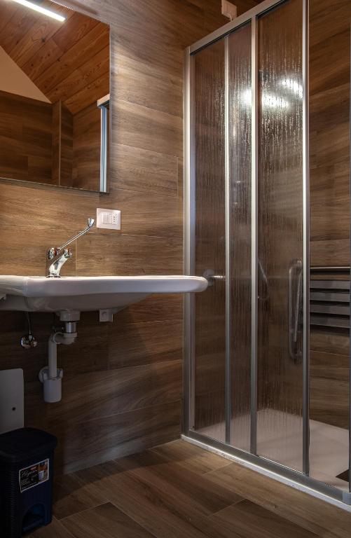Koupelna v ubytování Albergo Ristorante Le Alpi
