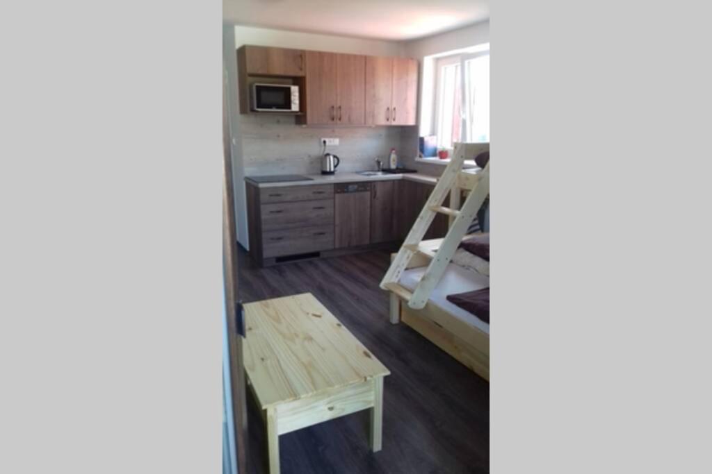 Kuchyň nebo kuchyňský kout v ubytování Nová pec centrum.apart.