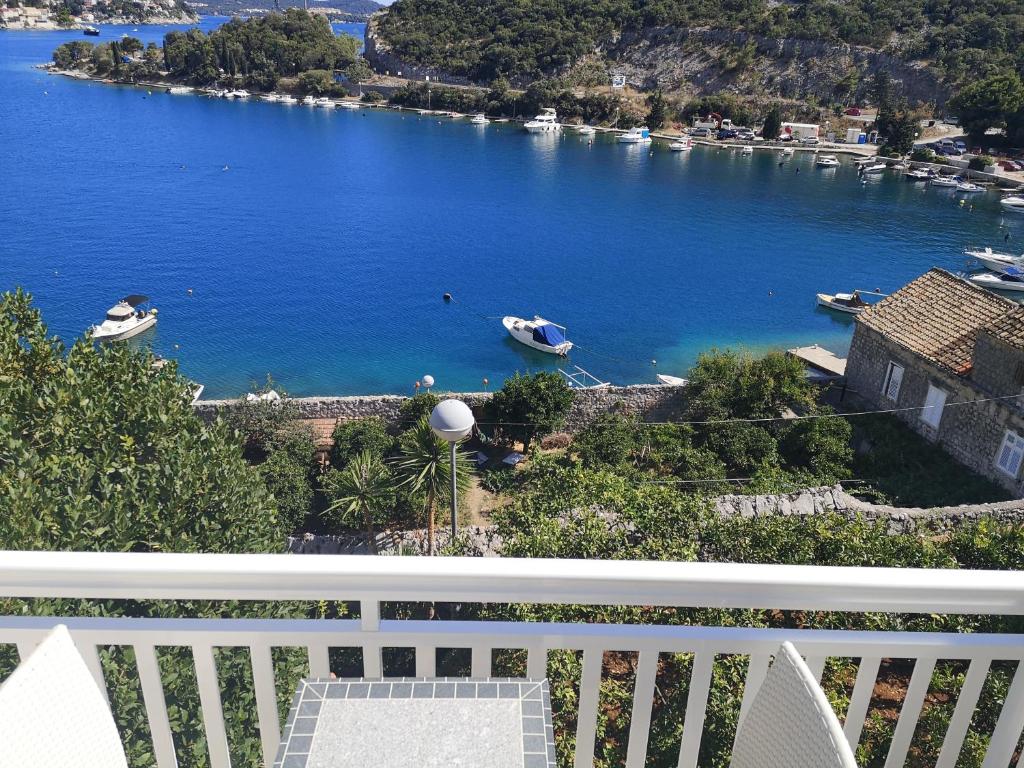 a view of a large body of water with boats at Villa Ivanka in Zaton