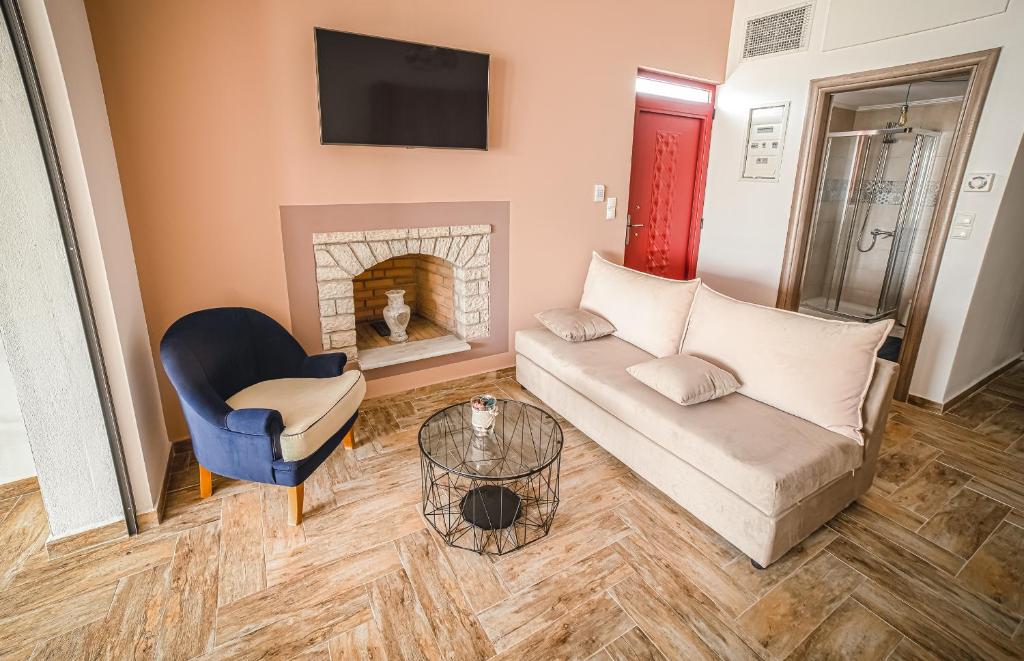 Posezení v ubytování Olive Tree Suites