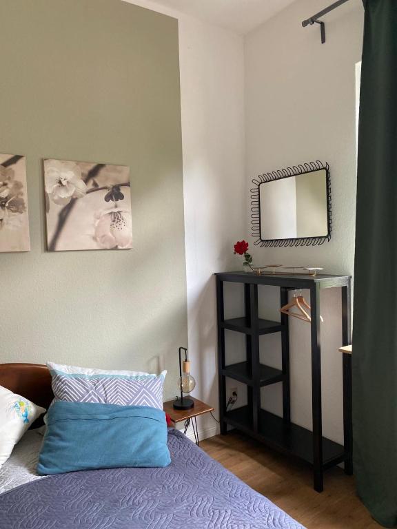 Postel nebo postele na pokoji v ubytování Haus Heideblick