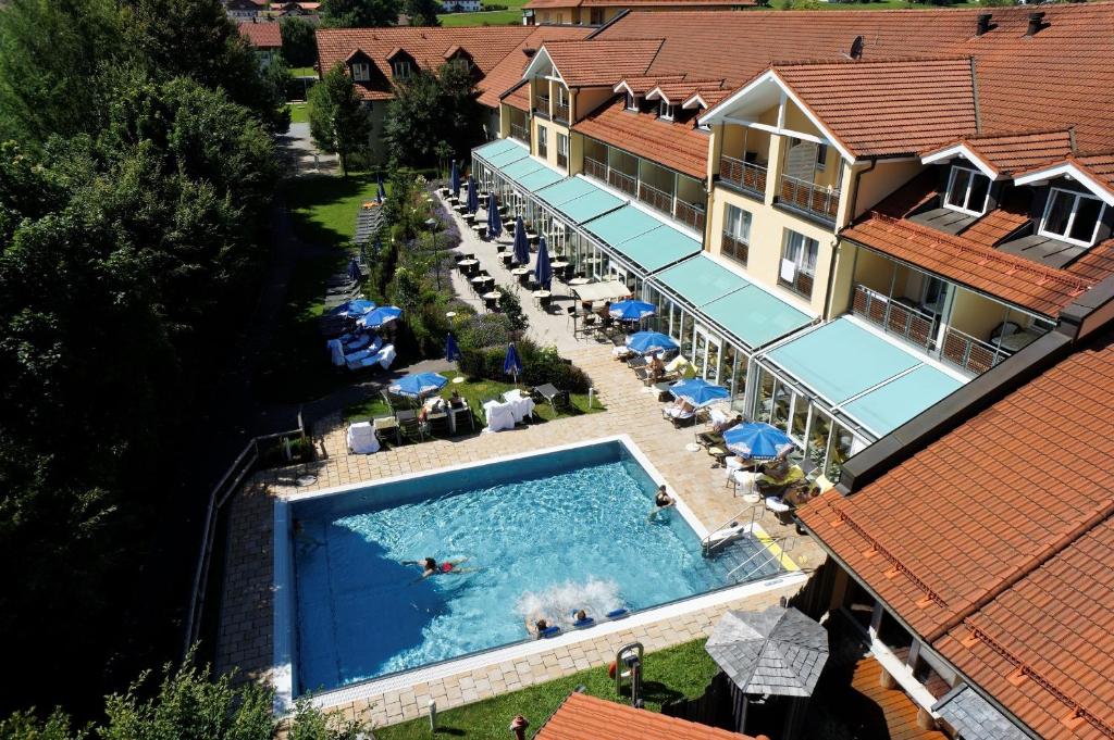 an overhead view of a swimming pool at a hotel at Hotel Herzog Heinrich in Arrach